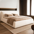 King Size Bed Frame with Oversized Headboard, Luxury Cloud Bed, Ivory