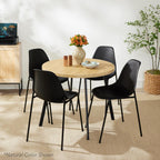 Best Choice Products Round Dining Table 35.5”, Mid-Century Modern Kitchen Table for 2-4 People, Small Space Apartment Dinette, Wood Top W/Steel Legs - Black