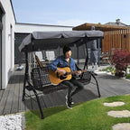 Swing Chair Canopy Replacement, 2 Seater Garden Seat Cover, Waterproof Windproof Anti-UV Heavy Duty Rip Proof Hammock Top Outdoor Furniture Covers (Grey, Small), Gray