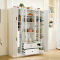Modern Large Kitchen Pantry Organizer with Acrylic Doors, Wine Storage, and Adjustable Shelving for Ultimate Home Organization (White-M)