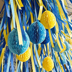 Yellow and Blue Crepe Paper 6 Pcs Streamers for Party Decorations, Birthday Wedding DIY Crafts, Gift Wrapping Supplies