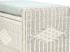 Bruno Handmade 32 Inch Rattan Wicker Chest Storage Trunk Organizer Ottoman W/Cushion White Color