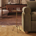 Antique Gold Metal Side Table, Modern Accent Small Drink Table, Coffee Martini Table for Small Spaces,Living Room,Bedroom,Corners