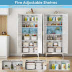 75" Tall Metal Pantry Cabinet, White Kitchen Storage Cupboard with 5 Adjustable Shelves, Heavy Duty Steel Food Organizer for Dining Room, Laundry Room, Living Room, Required Assembly
