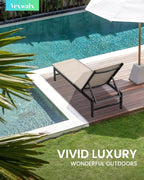 Vexwalx Pool Lounge Chairs Set of 2, Aluminum Lounge Chair Outdoor with 5-Position Recliner, Patio Chaise Lounge Outdoor for Backyard, Poolside, Deck (Khaki)