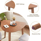 P PURLOVE Modern 3 Piece Table Set, Triangular Table and 2 Curved Wood Chairs for Living Room, Dining Room, Kitchen, Small Space, Minimalist Space-Saving (Light Brown)
