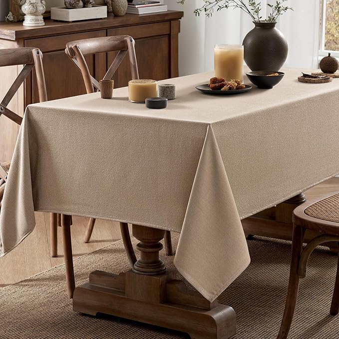 MIULEE Brown Linen Tablecloth 52x70 Inch Rectangle Table Cloth Waterproof,Stain Resistant & Wrinkle Resistant for Dining Party Wedding