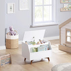 UTEX Kids Toy Box, Toy Chest with Bookshelf, Kids Storage Organizer Bench | Wooden Toy Trunk With Lit, Gently Tapered Solid Wood Legs, Boys and Girls, Toy Room, Small Room, Playroom, Gift, White