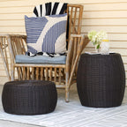Household Essentials Round Handwoven Resin Storage Stool Ottoman, Brown