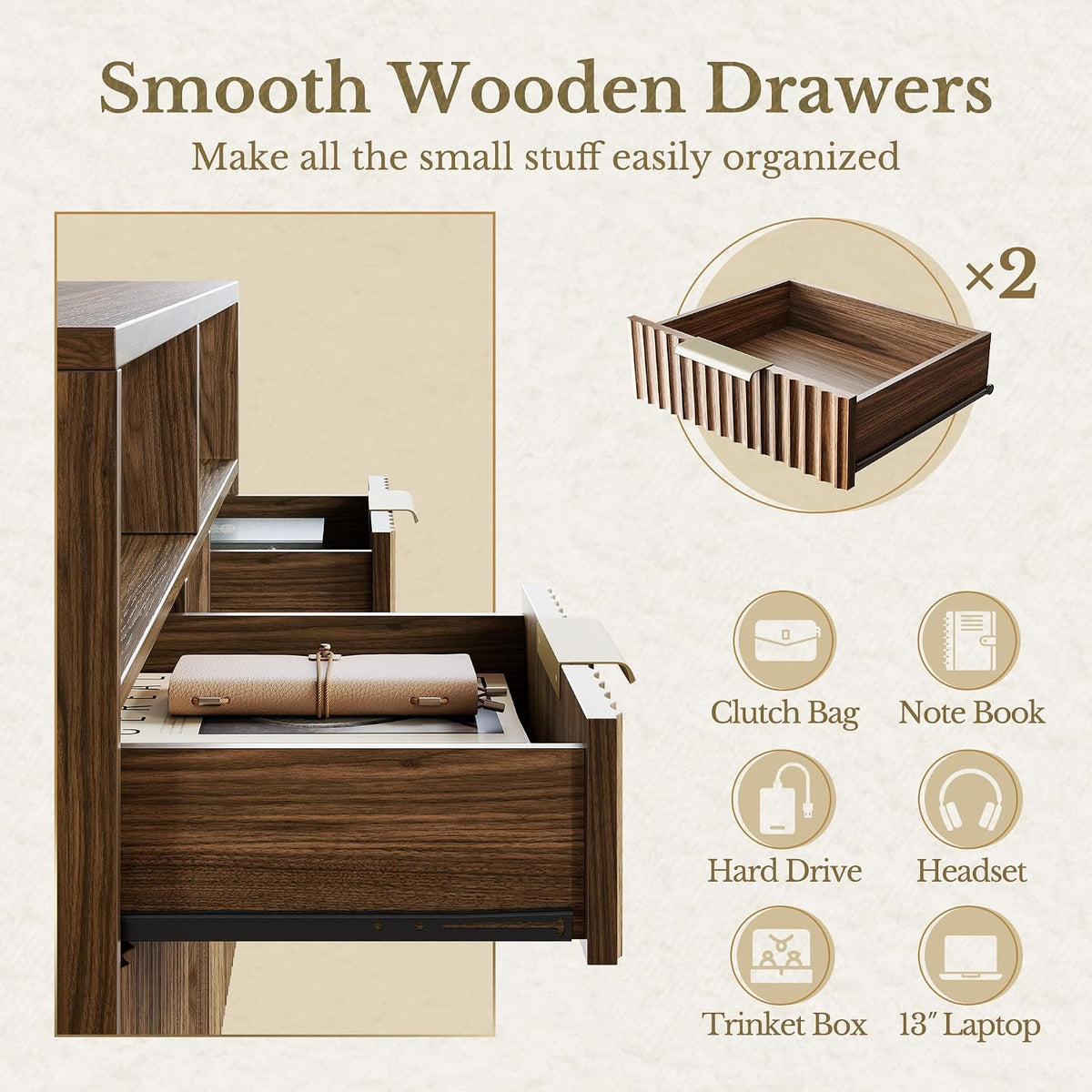 4 Drawer Fluted File Cabinet with Lock for Home Office | Wood Lateral Filing Cabinet for Letter/A4 Files, Charging Station, Open Shelves, Office Storage Cabinet, Black Walnut