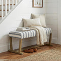VKNOW 41" Upholstered Entryway Bench, End of Bed Bench with Cushion and Rubber Wood, Kitchen Dining Bench, Striped Bench for Dining Table, Bedroom, Living Room, Grey