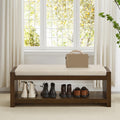 Modern Compact Bed End Bench, Accent Bench with Lower Shelf Shoe Rack, for Living Room Entryway