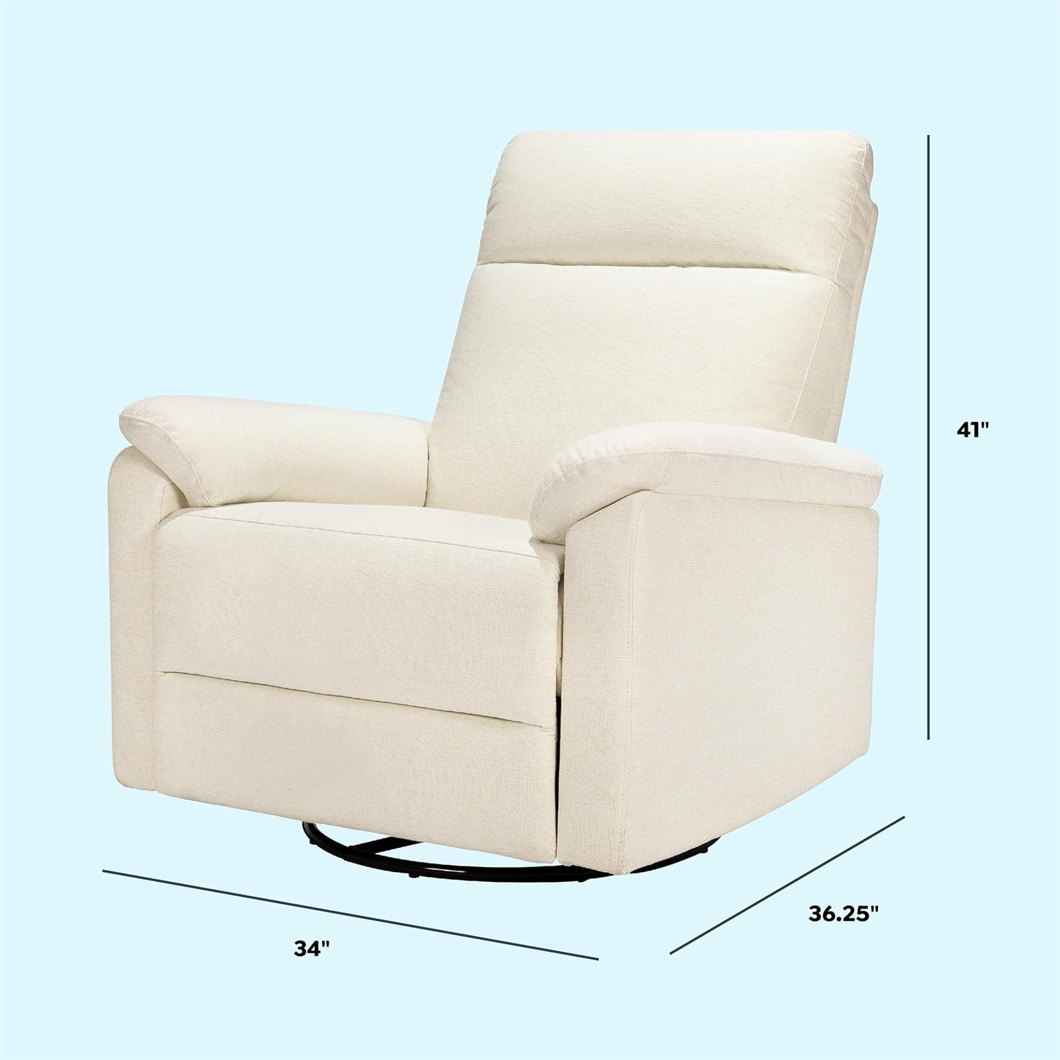 Davinci Suzy Electronic Swivel Recliner with USB Port in Vanilla, GREENGUARD Gold & CertiPUR-US® Certified