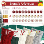 Christmas Stockings with Initials, 18" Large Embroidered Monogram Knit Family Christmas Stocking, Red Xmas Stocking for Kids, Christmas Decoration for Family Fireplace Holiday Party(Letter A)