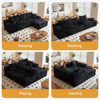 Modular L Shaped Sectional Couch, Cloud Style Sofa with Deep Seat Cushions, Sofa for Living Room and Apartment, Easy Assembly Couch in a Box (Black, 96" L Shape with Right Facing Chaise)