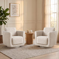 Swivel Accent Chairs Set of 2, Fully Assembled Chenille Armchairs, Linen | 360° Swivel chairs set of 2, 350 lbs capacity, solid wood frame, ergonomic reading chairs, modern accent chairs for bedroom