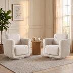 Swivel Accent Chairs Set of 2, Fully Assembled Chenille Armchairs, Linen | 360° Swivel chairs set of 2, 350 lbs capacity, solid wood frame, ergonomic reading chairs, modern accent chairs for bedroom