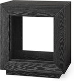 LITTLE TREE End Table with Storage, Wooden Square Side Table, Industrial Sofa Side Tables for Living Room, 2-Tier Bedside Table Nightstand for Bedroom, Chair Side Table for Small Spaces, Black