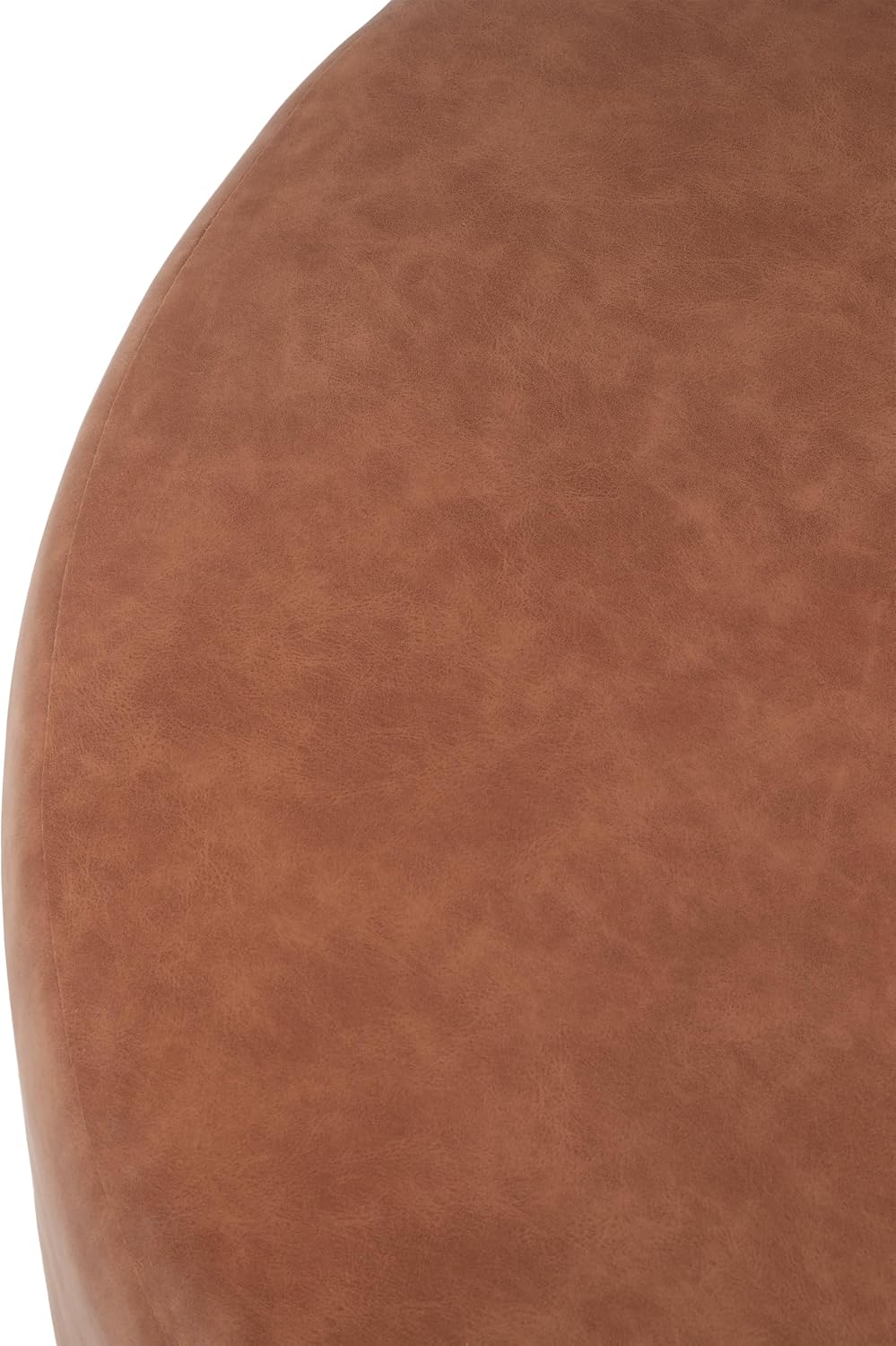 Merax 30.25" Modern Upholstered Round PU Leather Ottoman, Multifunctional Extra Seat, Side Table, Foot Rest, Stuffed Pouf Footstool for Living Room Bedroom, Cognac Brown