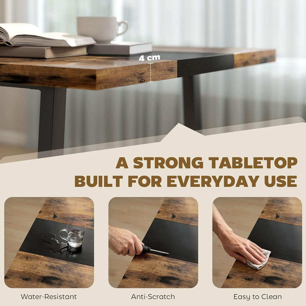 HOMCOM Industrial Dining Table for 8 People, 70.9" Long Rectangular Kitchen Table with Large Tabletop and Steel Legs for Dining Room, Rustic Brown