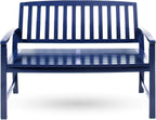Christopher Knight Home Laurel Farmhouse Cottage Acacia Wood Bench, Pu Navy Blue