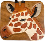 OMA Giraffe Design Wooden Stool End Table – Hand Crafted Animal Stool for Safari Theme Decorative Accent, Garden and Gift