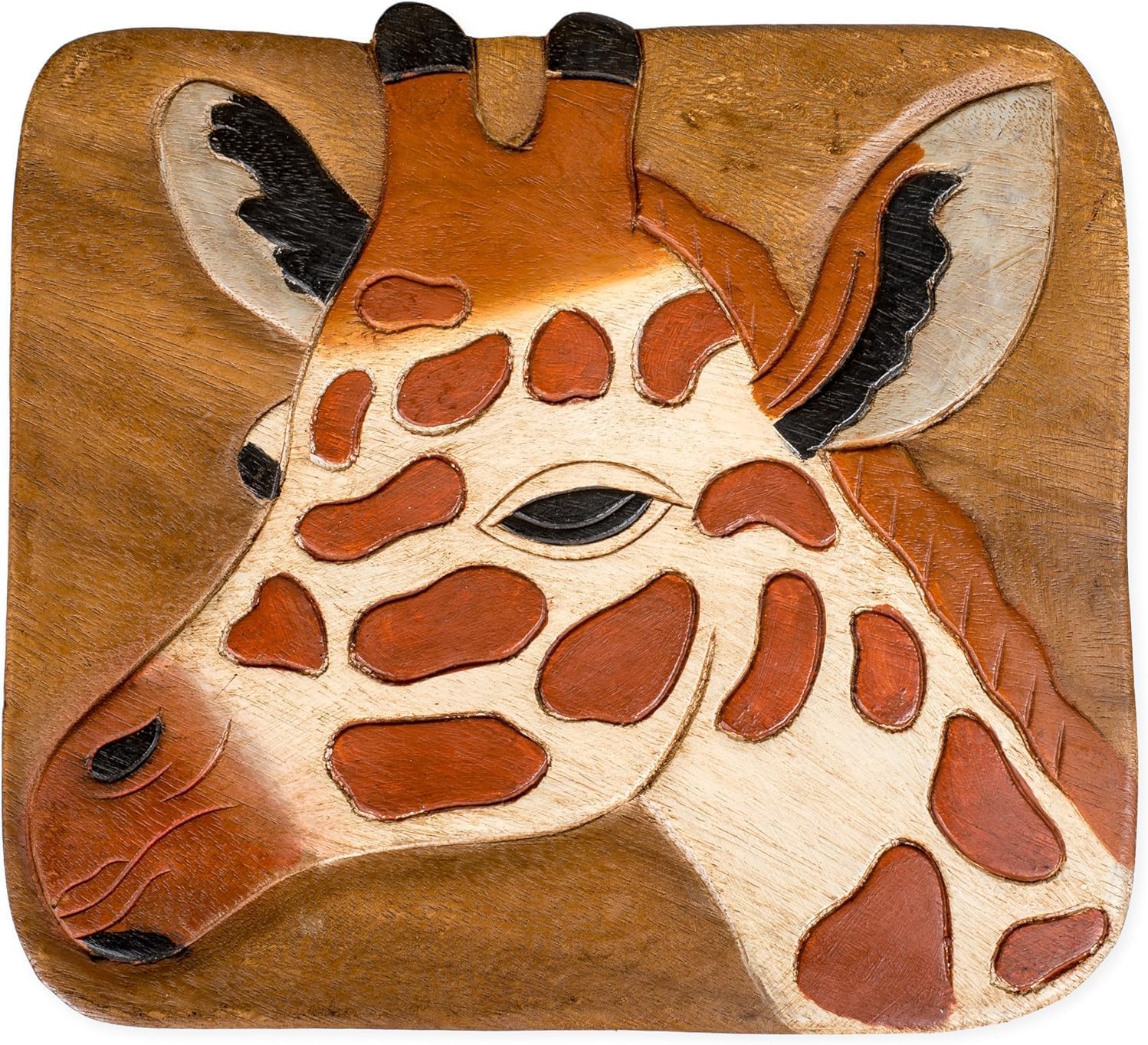 OMA Giraffe Design Wooden Stool End Table – Hand Crafted Animal Stool for Safari Theme Decorative Accent, Garden and Gift