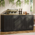 63" Fluted Sideboard Buffet Cabinet with Storage,Large Modern Accent credenza storage cabinet with Doors & Adjustable Shelves,Wood Coffee Bar Table Console for Dining Room Kitchen Living Room Entryway