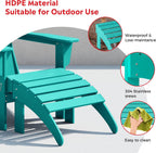 Costaelm Adirondack Chair Footrest Foldable Ottoman, Folding Ottoman Outdoor Foot Rest for Patio Waterproof, Adirondack Ottoman Outdoor, Turquoise