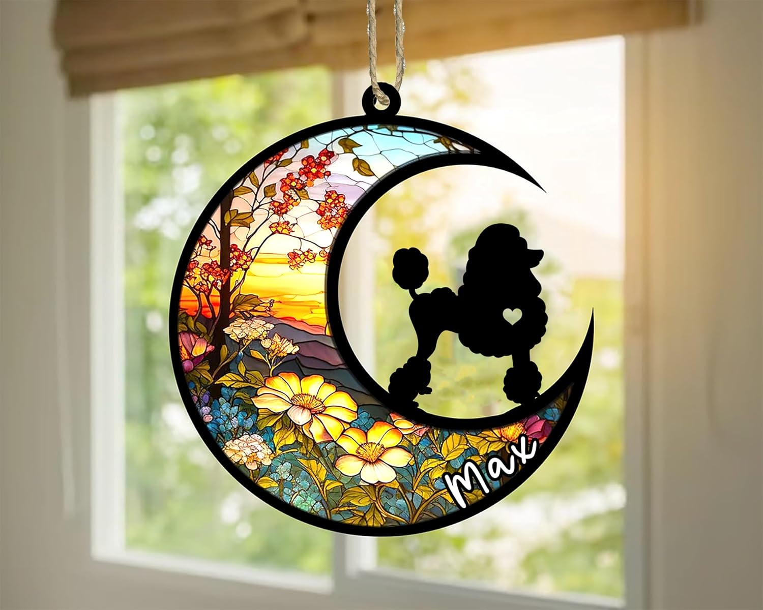 Personalized Dog Memorial, Custom Name Poodle Dog Christmas Ornament with Name, Custom Breeds, Pet Loss Light Catcher, Gifts for Lovers Loss of Pet Sympathy on Mothers Day Christmas