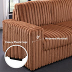 122'' Convertible U-Shaped Faux Rabbit Fur Plush Sectional Sleeper Sofa, Upholstered Cloud Couch Pull-Out Sofa Bed with Storage Chaise for Living Room (Orange, 122'' x 95.6'')