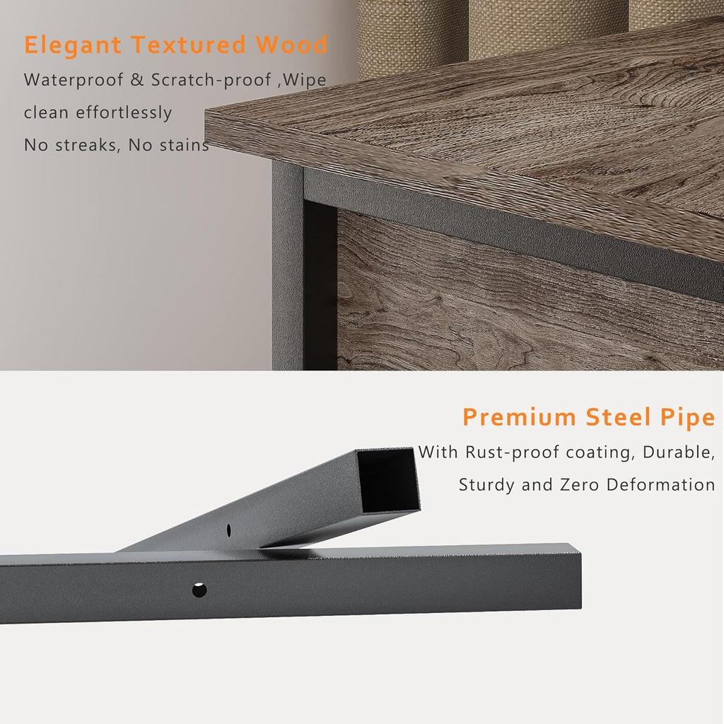 VECELO Nightstands, Industrial Side Table/End Tables with Drawer and Storage Shelf, Night Stands for Bedroom, Living Room, Wood Metal Furniture, Easy Assembly,Gray,1 Set