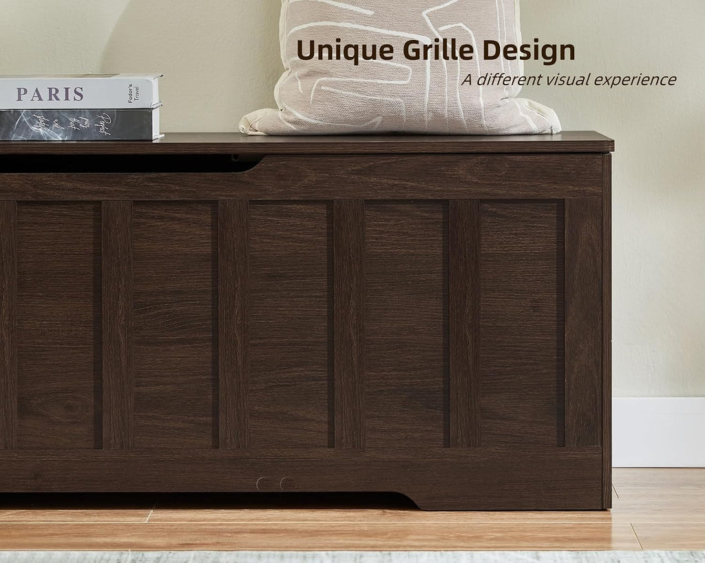 VANKILEY 51.2" Storage Chest Extra Large,Wooden Storage Bench,Espresso | Chest with 2 Safety Hinges, 51.2*15.7*19.1inches, Wooden Trunk for Bedroom, Livingroom,Entryway,Easy Assembly.