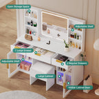DWVO 56" LED Vanity Desk with Tri‑Fold Mirror & Lights | Makeup Vanity Desk with Drawers