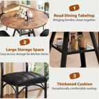 Round Dining Table Set for 4, Kitchen Table and Chairs for 4, Circle Table Round Pedestal Dining Room Dinner Dinette Table Set,5 Piece Space Saving Wood Kitchen & Dining Room Tables (Vintage, 42In)