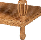 Bali & pari Dolby Natural Rattan End Table - Handwoven Wicker Side Table with Lower Shelf, Coastal Boho Style Accent Table for Living Room or Bedroom