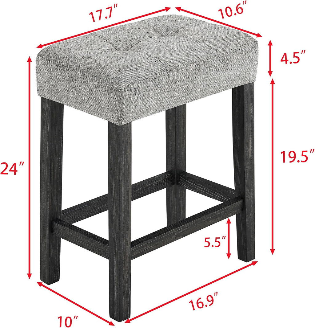 Bar Table Set with Power Outlet, 4 Piece Bar Table and Chairs Set, Industrial Breakfast Table Set, for Living Room/Dining Room/Game Room, Black+Gray