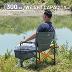 Timber Ridge Folding Camping Chair with Cooler Bag, Director Chair Foldable with Side Table for Adults, Camp Chairs for Outdoor, Lawn, Sports, Fishing, Heavy Duty Supports 300lbs, Grey-2 Pack