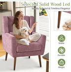 cinkehome Accent Arm Chairs for Living Room, Chenille Upholstered Mordern Armchair, Comfy Soft Padded Lounge Chair in Small Spaces, Bedroom, Pillow, Solid Wood Leg, Purple