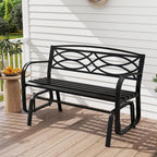 Tangkula 2-Person Outdoor Glider Bench, Rocking Loveseat Chair | Metal Frame, Armrests, Geometric Backrest, Slatted Seat, for Patio, Porch, Garden, Deck and Backyard