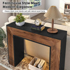 41" Entryway Table with LED Light, Farmhouse Wood Console Table Behind Couch, Rustic Narrow Sofa Table for Living Room, Rustic Wood Entry Table for Entryway, Hallway, Foyer, Black/Walnut