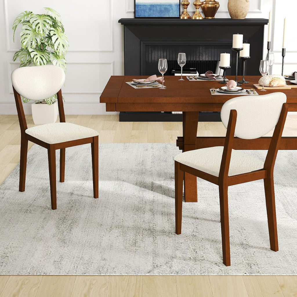 Giantex Sherpa Dining Chairs Set of 4, Modern Kitchen Chair w/Rubber Wood Legs, Padded Seat & Backrest, Armless Accent Side Chairs for Living Room, Dining Room, Restaurant