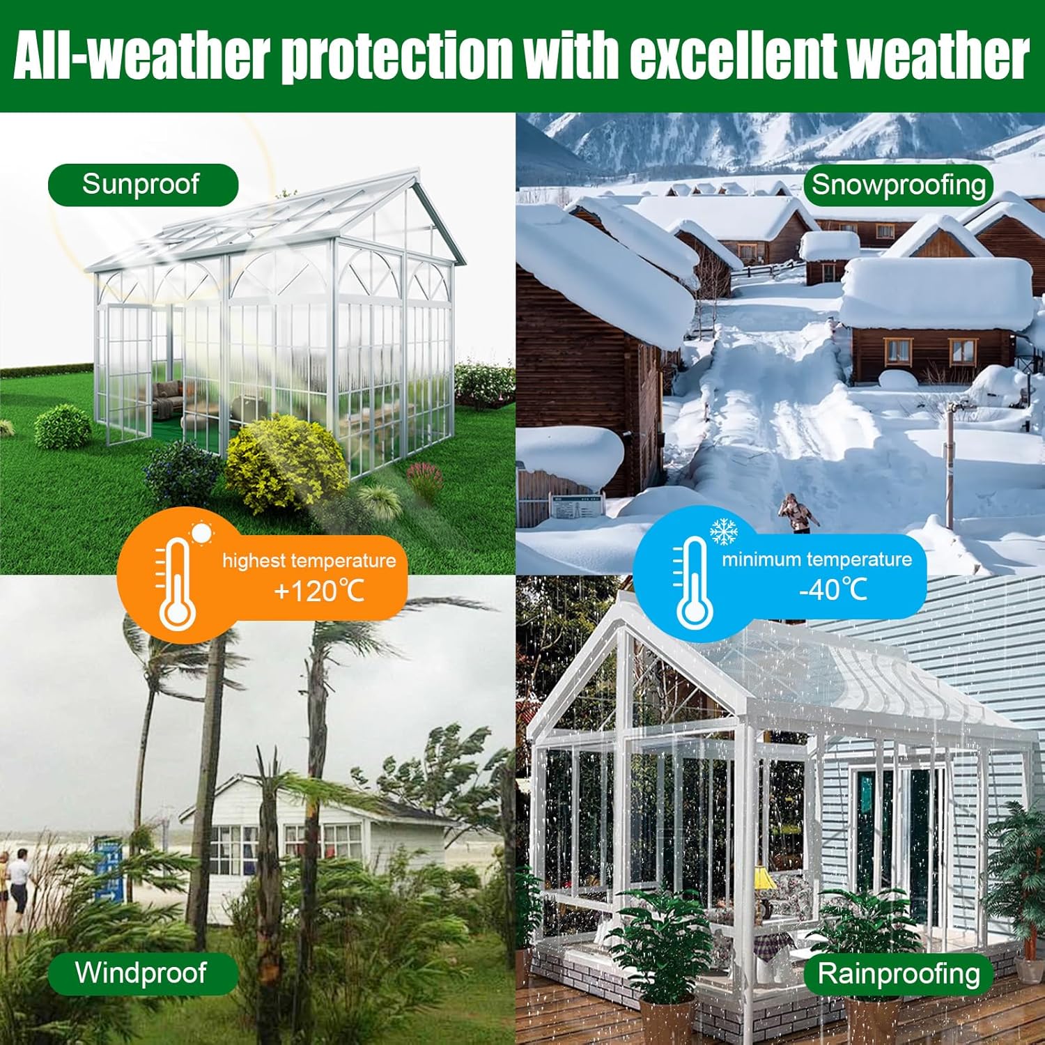 Polycarbonate Greenhouse Panels 14 Pack 4' x 2' x 0.32" Twin-Wall UV-Protected All Weather Plastic Roof Panel Clear Replacement Sheets for Garden Fences, Furniture DIY,Outdoor Roofing