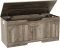 39.4" Storage Chest, Retro Storage Bench, Storage Trunk with 2 Safety Hinges, Large Entryway Bench Box, 39.4 x 15.7 x 18.3 Inches, U-Shaped Opening for Entryway Hallway Living Room, Light Greige