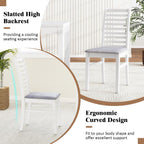 GOFLAME Wooden Dining Chairs Set of 4, Fabric Upholstered Kitchen Chairs with Rubber Wood Legs, Padded Seat & High Backrest, Armless Side Chairs for Dining Room, Living Room, Restaurant, White