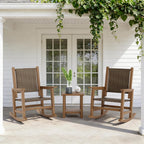 HDPE Outdoor Rocking Chair Set of 2, Wicker Patio Rocking Chair for Adult, All Weather Rocking Chair Outdoor for Porch, Garden, Lawn, and Balcony (Brown)