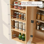 72’’ Tall Arched Kitchen Pantry Cabinet with Drawer & Adjustable Shelves, Modern Fluted Cupboard Storage Cabinet for Living Room Utility Room, Natural