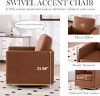 Aoiy & Wifon 30.7" W Swivel Accent Chair, Mid Century Modern Swivel Chair for Living Room, Comfy Small Accent Chair, PU Leather, Brown