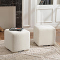KINWELL 18.5" Wide Modern Square Boucle Ottoman Set of 2 | Cube Ottoman with Solid Wood Legs , Multi-Functional Sofa Footrest, Extra Seating for Living Room, Bedroom, Fully Assembled