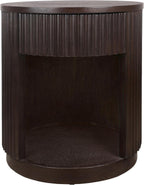 NPD Furniture Truro 19-Inch Round Accent Table with Storage Shelf, 2-Tier Side End Table with Fluted Column for Living Room, Dark Brown